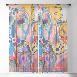 Mythologic King Graffiti Neo Expressionism Art  Sheer Curtain