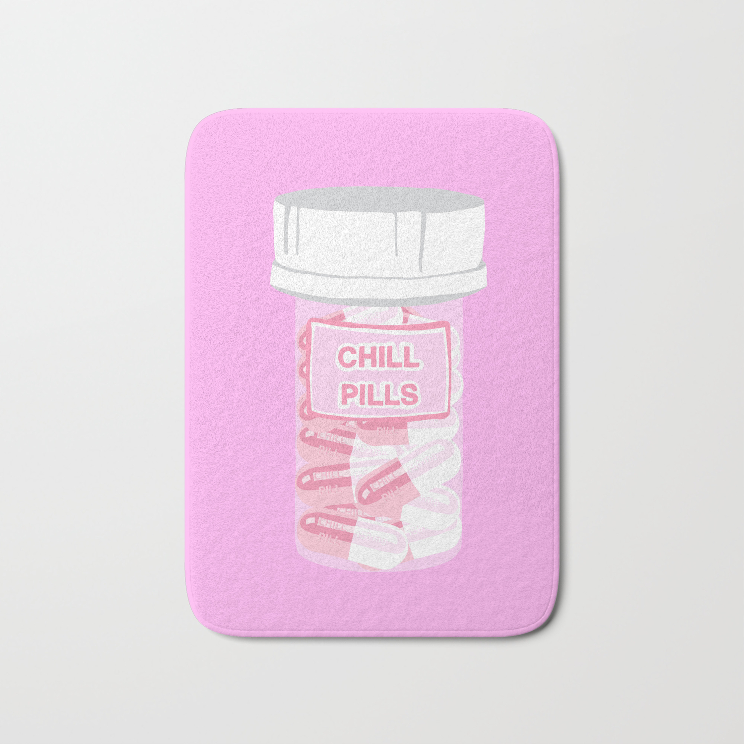 Chill Pill Bottle Pink Bath Mat