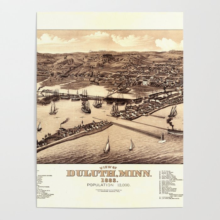 Map Of Duluth 1883 Mx9 Posters 