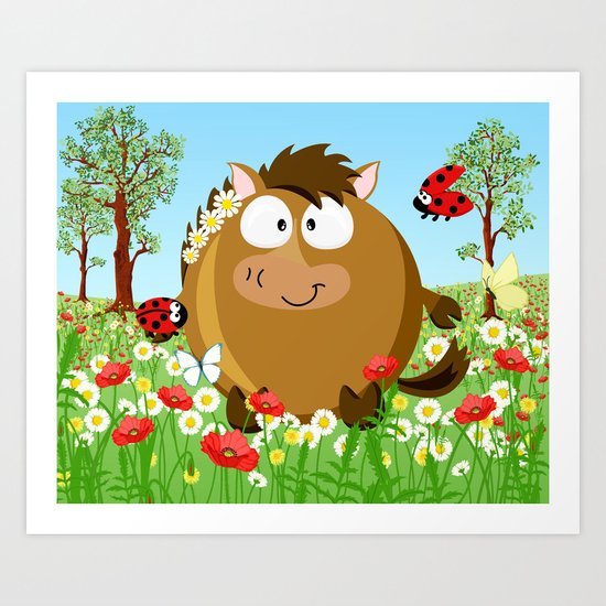 Horse on the meadow in Juny month series Art Print