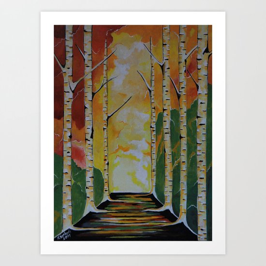 Meet Me By The Birches Art Print