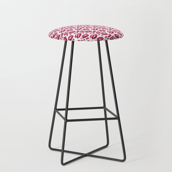 Two Kisses Collided Red Lips Pattern On White Background Bar Stool