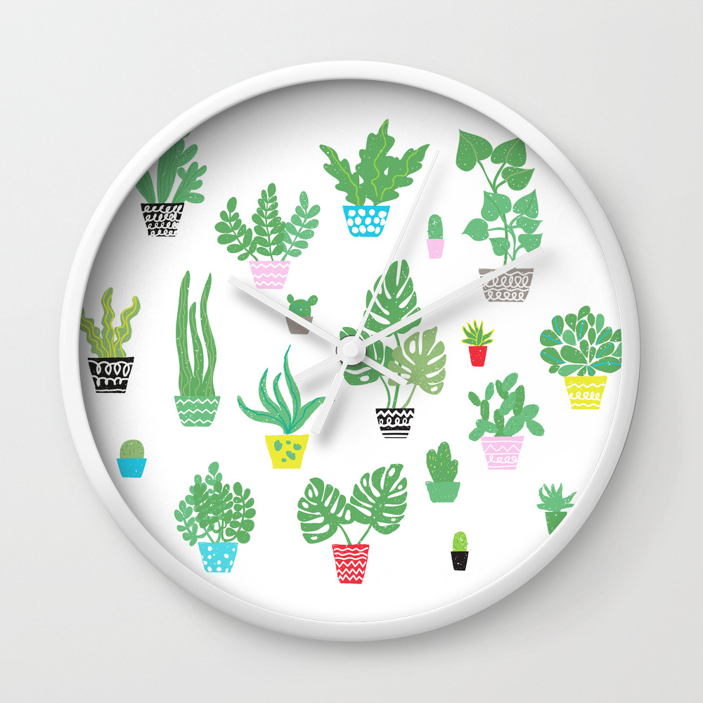 Tiny Happy House Plants Wall Clock By Anneamanda Society6 Tiny Happy House Plants Wall Clock By Anneamanda Society6