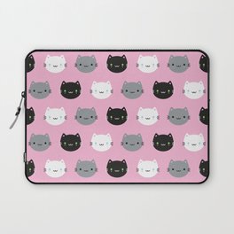 Cute Cats & Kawaii Kittens (Pink) Laptop Sleeve | Repeat, Cute, Pattern, Cats, Kitten, Blackcat, Digital, Kawaii, Babypink, Drawing 