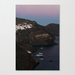 Santorini by Night | White Houses of the Village of Fira against the Evening Sky | Travel & Nature P Canvas Print
