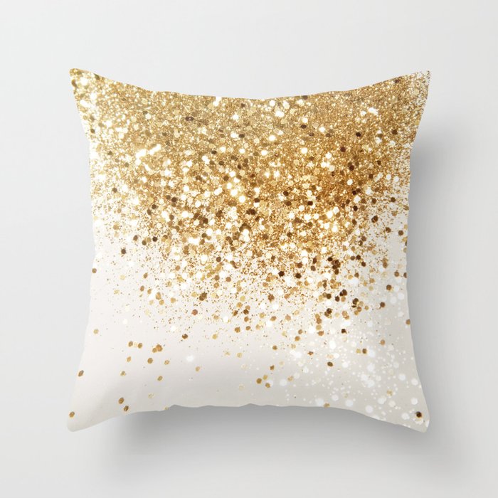 Sparkling Gold Glitter Glam #2 (Faux Glitter) #shiny #decor #art #society6 Throw Pillow