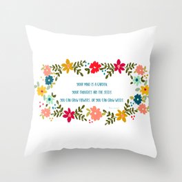 Grow Weeds or Seed Mindfulness Floral Art by Terri Conrad Designs Throw Pillow