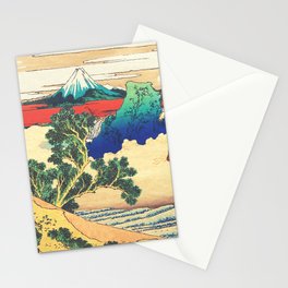 The Views at Hunji - Mountain Ocean Nature Landscape in Green, Orange and Blue Stationery Card