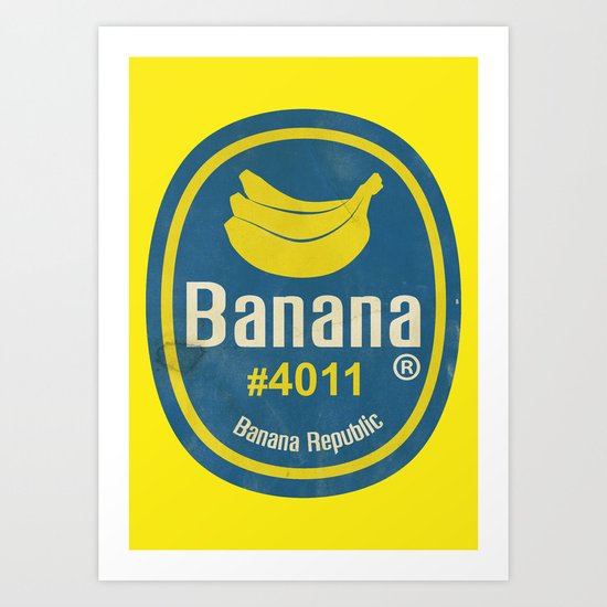 Banana Sticker On Yellow Art Print