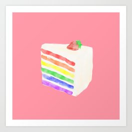 Watercolor Rainbow Cake Art Print