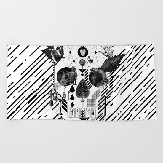 Abstract Skull B&W Beach Towel