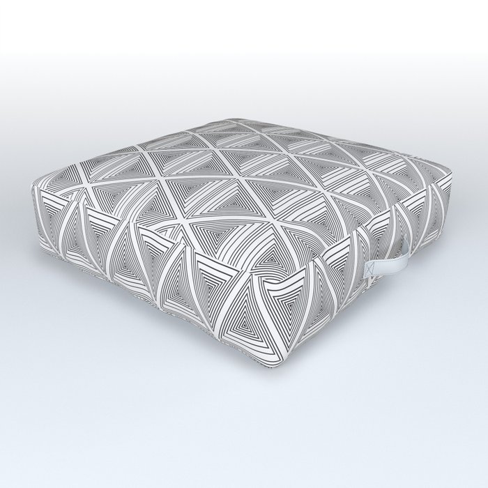 Modern Abstract Monochrome Geometric Triangular Seamless Pattern Outdoor Floor Cushion