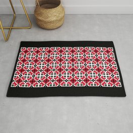 Traditional Romanian folk art knitted embroidery pattern Rug