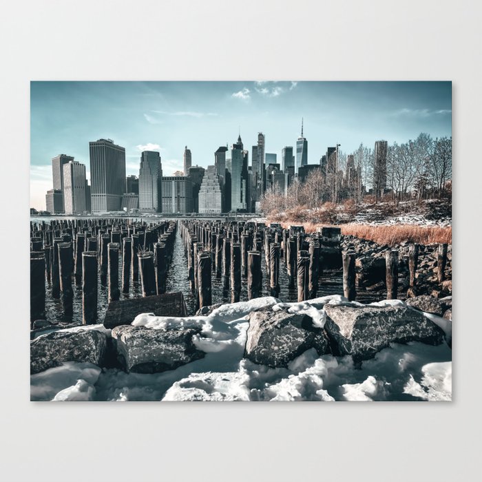 New York City Manhattan skyline during winter Canvas Print