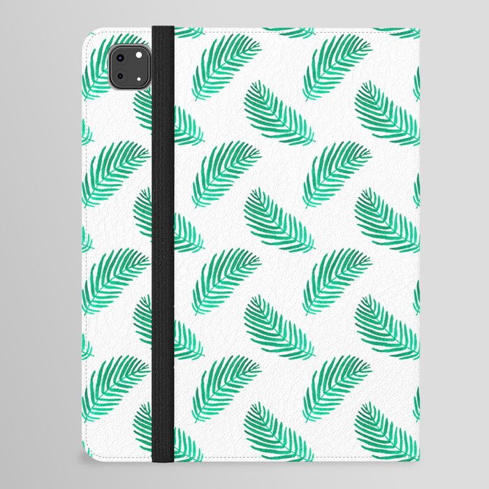 Palm frond tropical vacation green white house plant gender neutral natural organic garden island iPad Folio Case