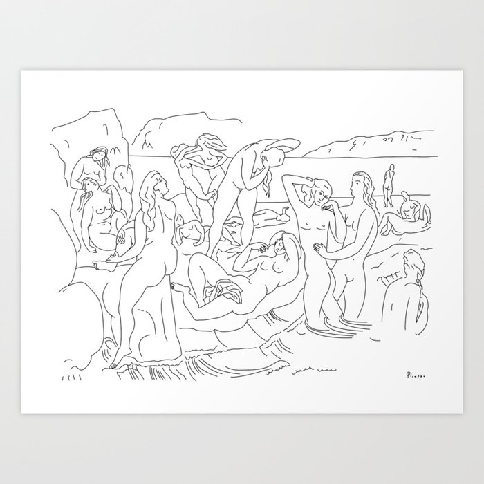 Picasso - Nudes Line Art Art Print