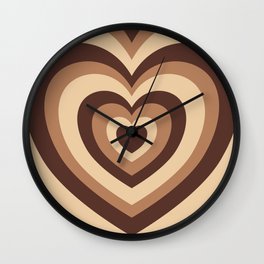 Retro Hearts - Brown Wall Clock