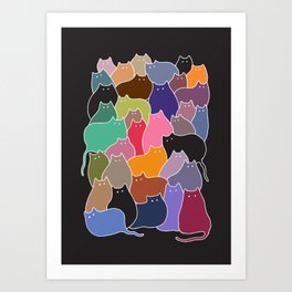 Colorful Patchwork Cats Art Print