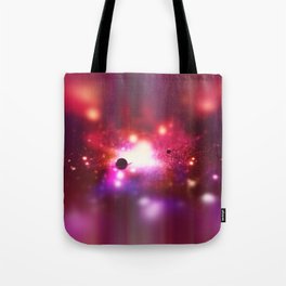An outer space theme with planets, sky and stars.  Tote Bag