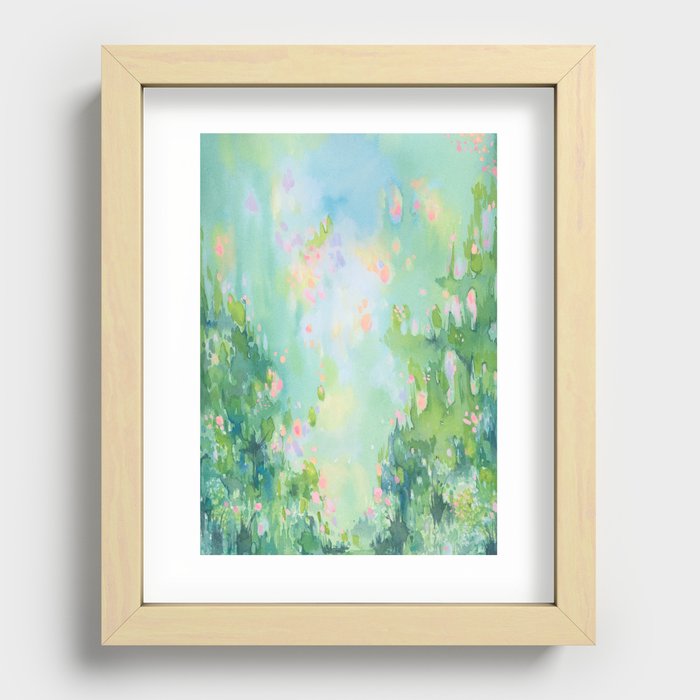 Garden Pond - Watercolor painting Recessed Framed Print