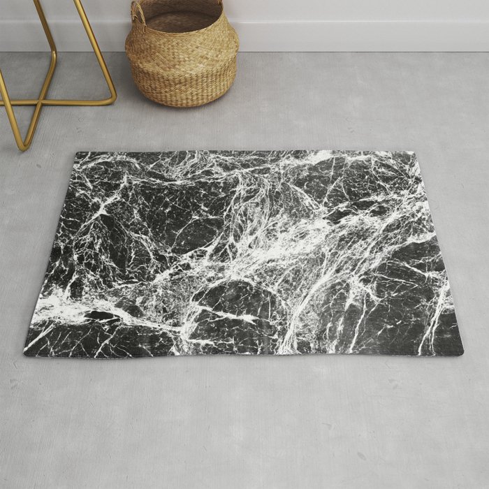 Modern Black Granite Marble Stone Texture Rug by CoitoCG Society6
