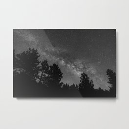 Milky Way Above The Trees (Black & White) Metal Print | Night Sky, Astronomy, Starry Night, Forest, Space, Milky Way, Black And White, Constellation, Solar System, Photo 