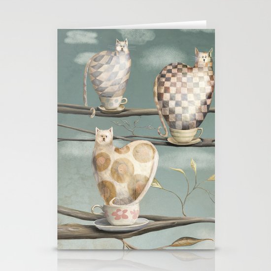 Cats in Cups Stationery Cards