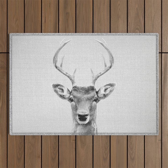 Deer 2 - Black & White Outdoor Rug