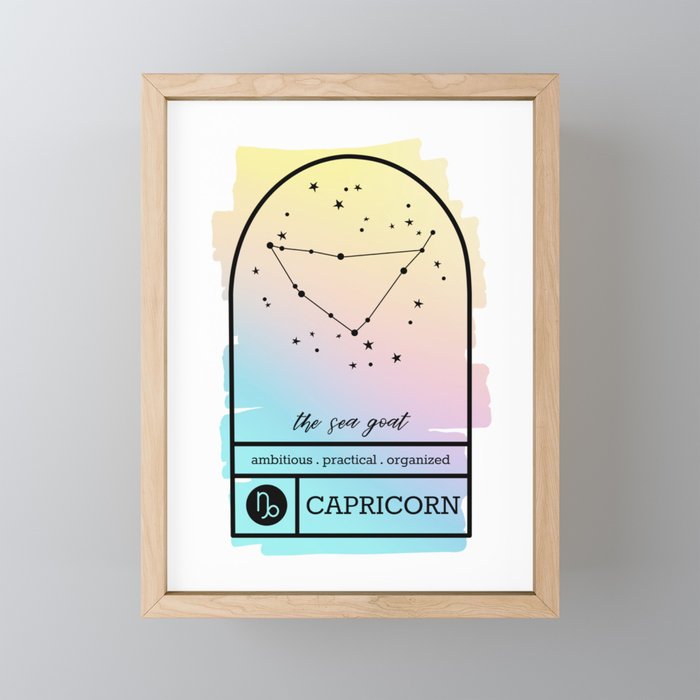 Capricorn Zodiac | Pastel Gradient Framed Mini Art Print