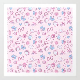 Cute Valentine Seamless Pattern Pink Art Print
