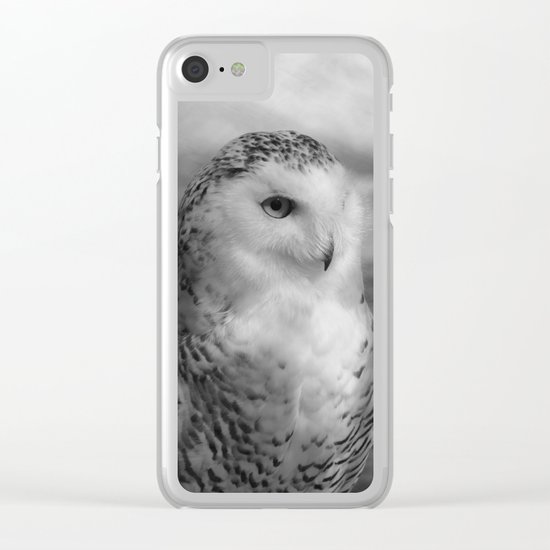 Snowy Owl - B & W Clear iPhone Case