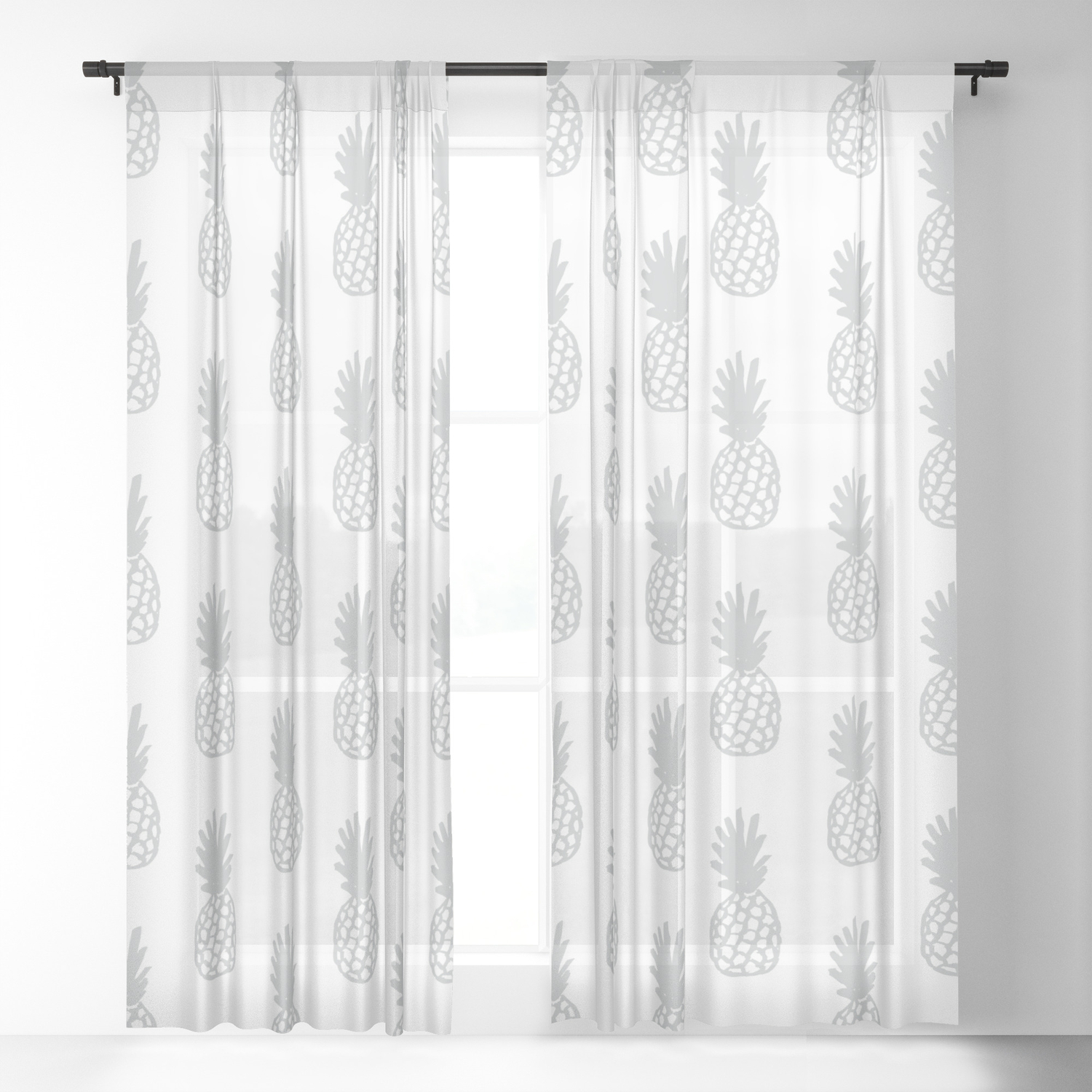 Light Grey Pineapple Sheer Curtain By Coolfunawesometime Society6