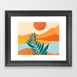 Mountain Sunset Colorful Landscape Illustration Framed Art Print