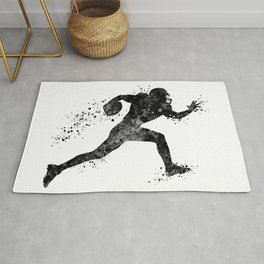 American Football Player Sports Art Football Player Gift Black And White Art Rug