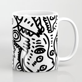 Hand Drawing Graffiti Creatures in the Summer Afternoon Black and White Coffee Mug