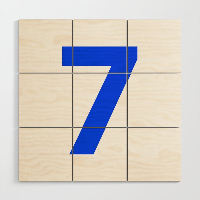 Number 7 (Blue & White) Wood Wall Art
