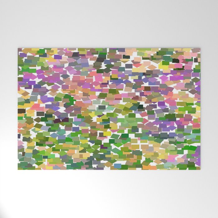 Squares Confetti Rainbow Mosaic On White Welcome Mat