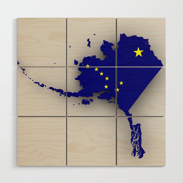 Map Alaska Flag Borders Countries States Wood Wall Art