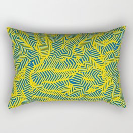 Meandering Abstract Artwork in Ukrainian National Colors (Blue and Yellow) Rectangular Pillow