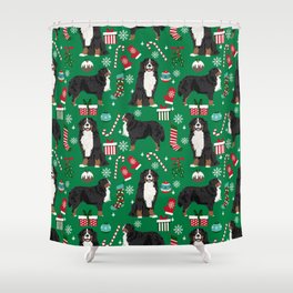Bernese Mountain Dog christmas dog breed gifts mittens stockings presents candy canes Shower Curtain