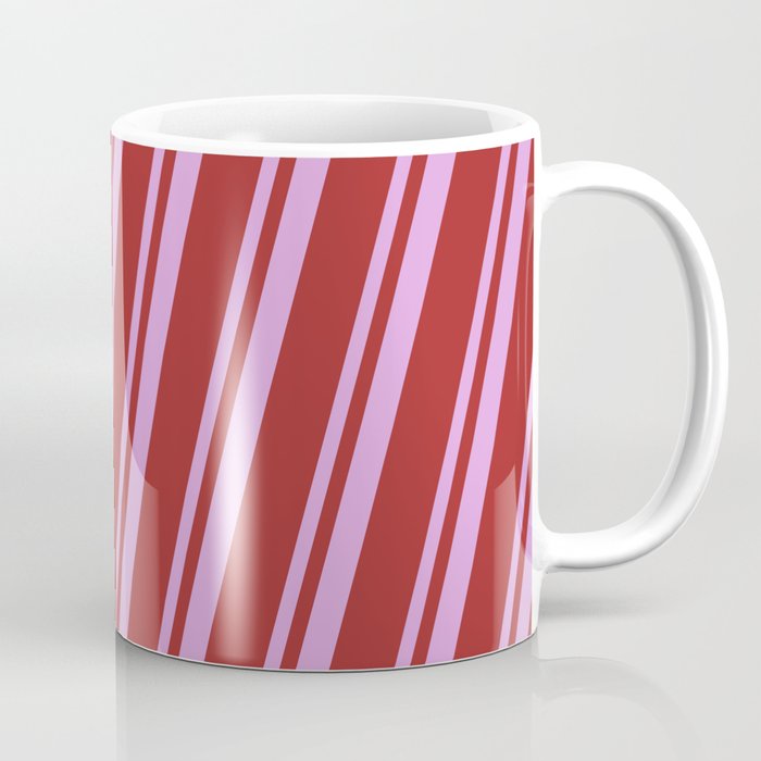 Plum & Brown Colored Striped/Lined Pattern Coffee Mug