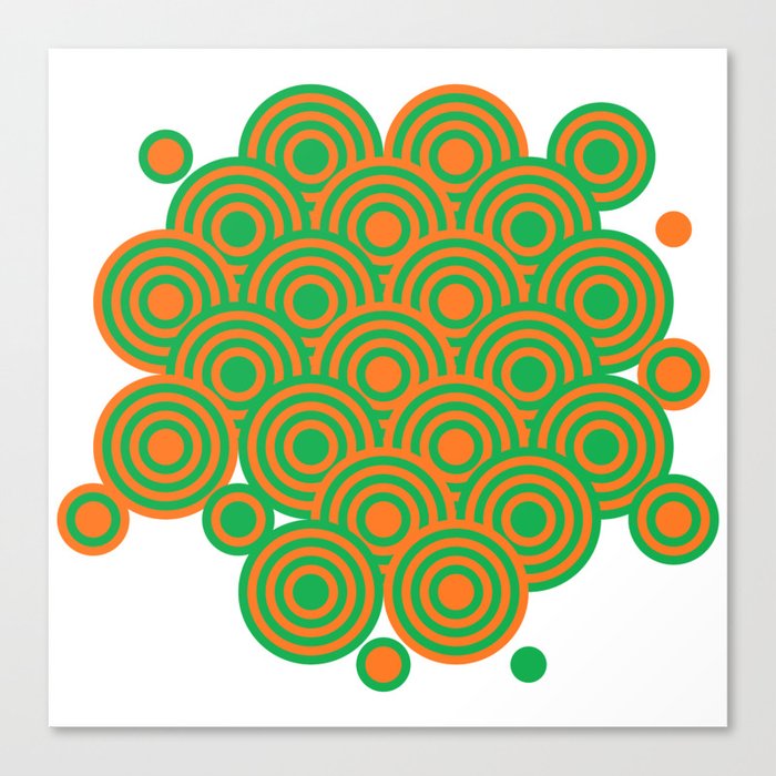 Op Art Pattern Retro Circles In Green And Orange Canvas Print By Vrijformaat