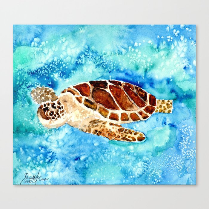 Sea Turtle Painting Canvas Print By Derekmccrea Society6
