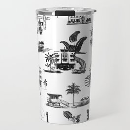Miami Toile- Black Travel Mug
