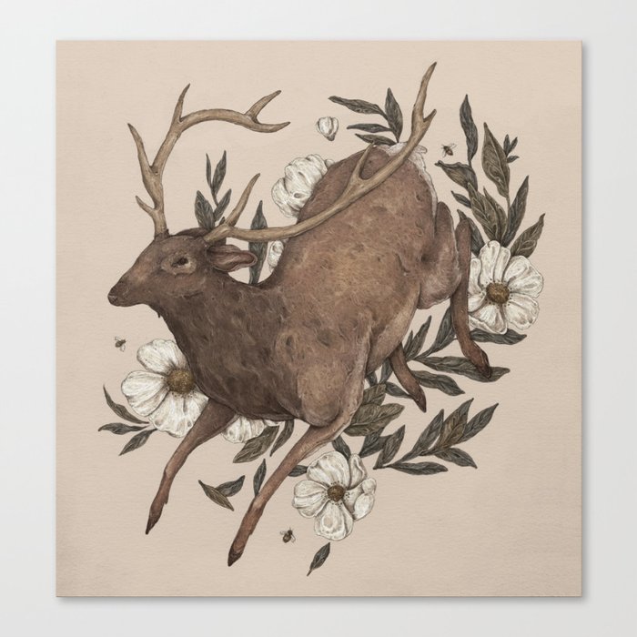 Floral Elk Canvas Print