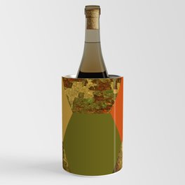 Rusty / Army Design Green Orange Gold and Rust Hexagons Honeycomb Wine Chiller