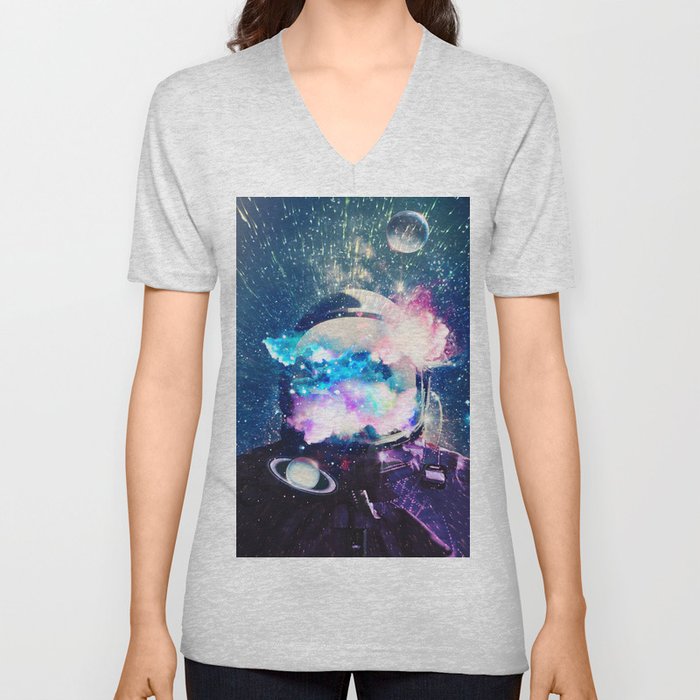 Space Planets Astronaut  V Neck T Shirt