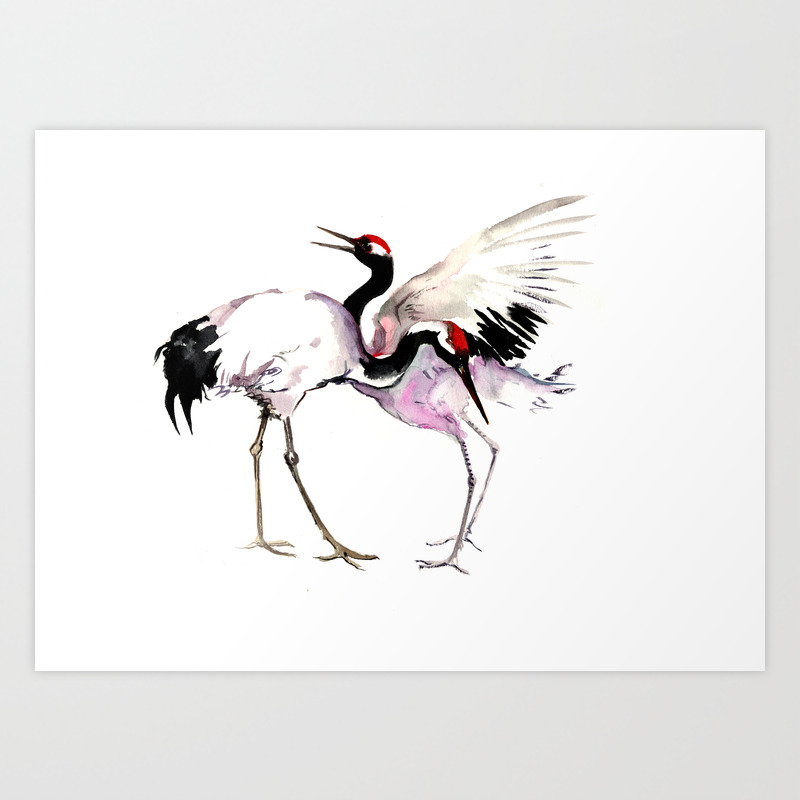 Japanese Crane Art Print By Sureart Society6