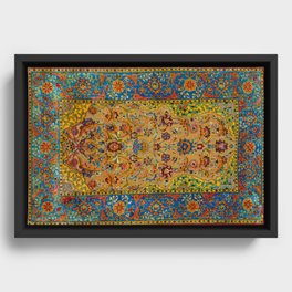 Hereke Vintage Persian Silk Rug Print Framed Canvas