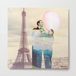 Chewingum In Paris Metal Print | Eiffel, Sunrise, Surreal, Skyline, Eiffeltower, Retro, Pop, Scene, Cityscape, Man 